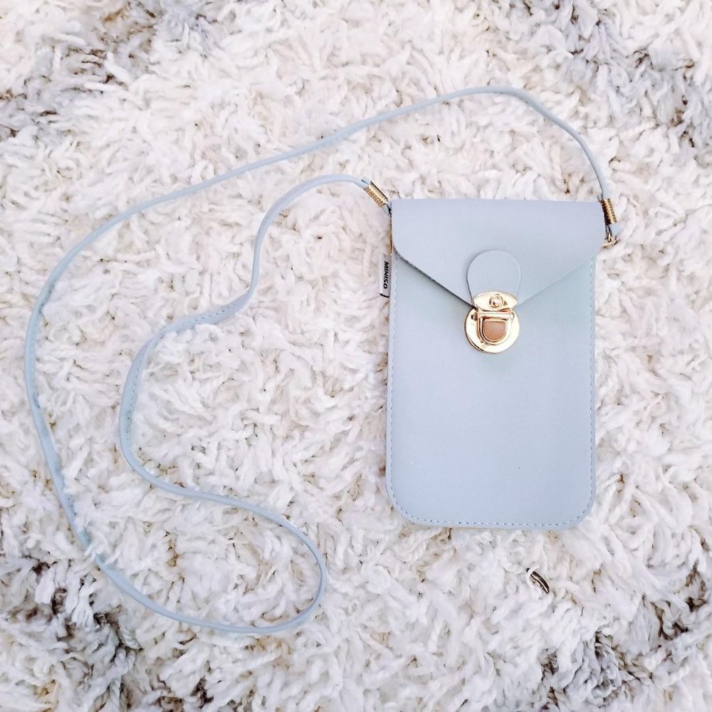 MINISO Light baby blue Mobile Phone Cellphone bag